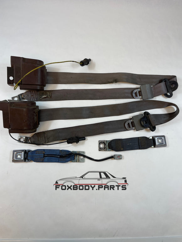 87-89 Ford Mustang Convertible ONLY Front Seat belt Set